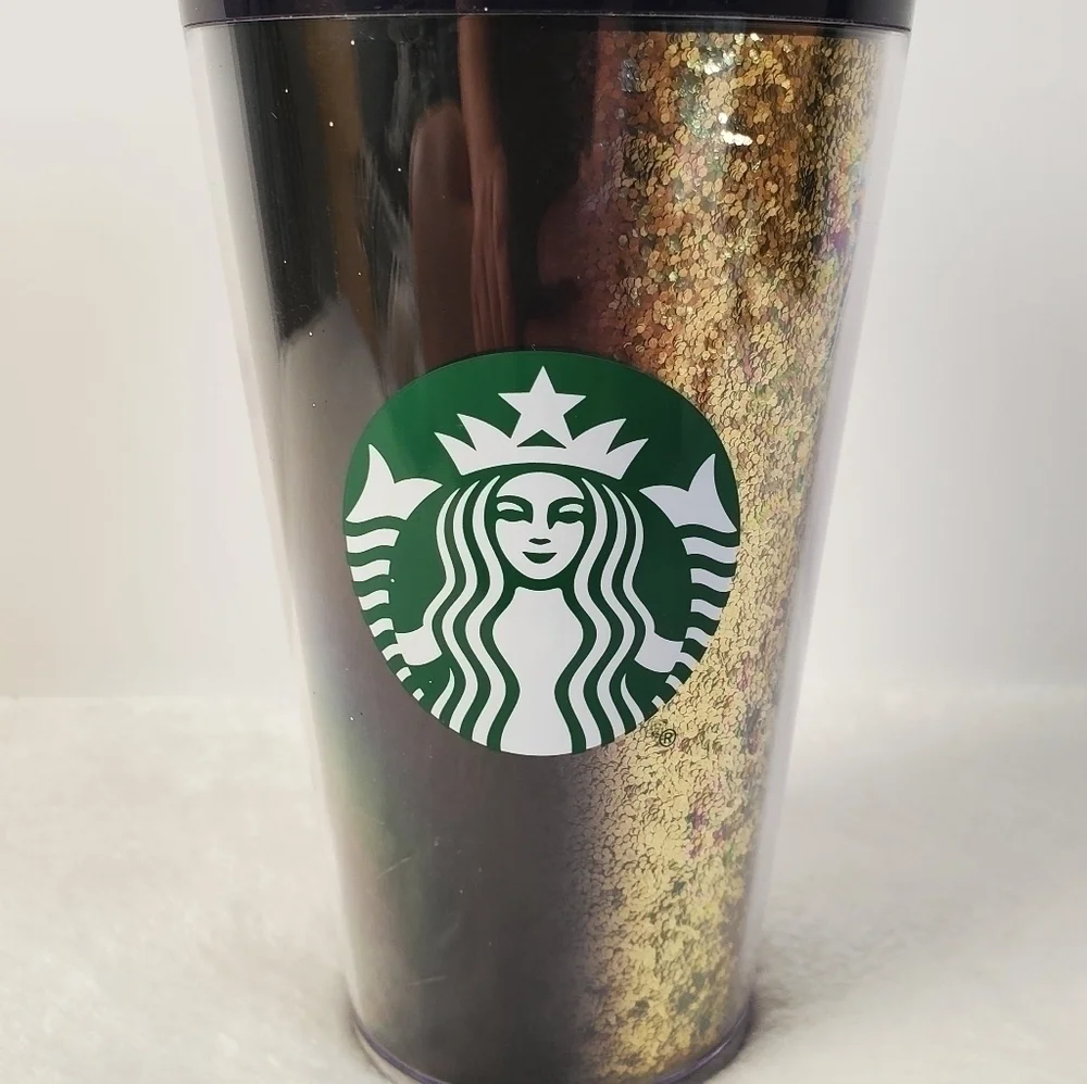 Starbucks 2020 Holiday New Home Gold Black Navy Ombre Glitter Tumbler 16 Oz